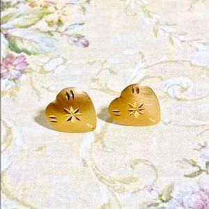 Solid 14K Heart Stud Earrings